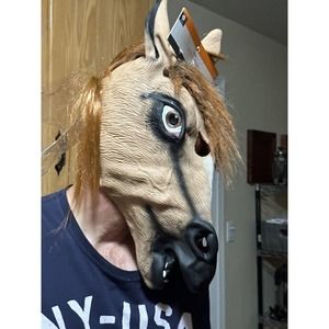 Adult Sz Horse Head Mask Halloween Costume Cosplay Rubber Target Core Creepy New
